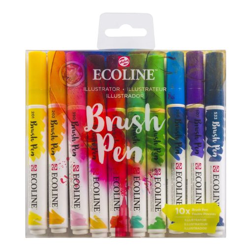 Royal Talens Ecoline Watercolor Brush Pen Set of 10, Illustrator Colors