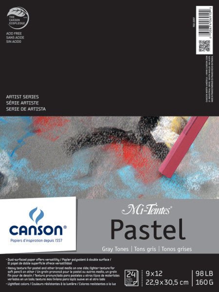 Canson Mi - Teintes Paper Pad, 9in x 12in, Grays, 24 Sheets/Pad - Guiry's
