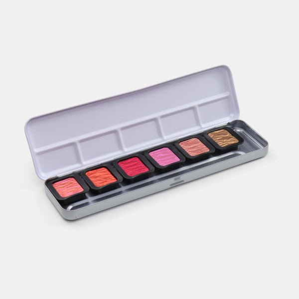 Finetec Watercolor Metal Tin Set, 6 - Colors, Pearlescent Warm Set - Guiry's