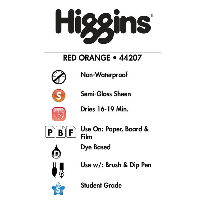 Higgins Red Orange Ink - 1oz - Guiry's