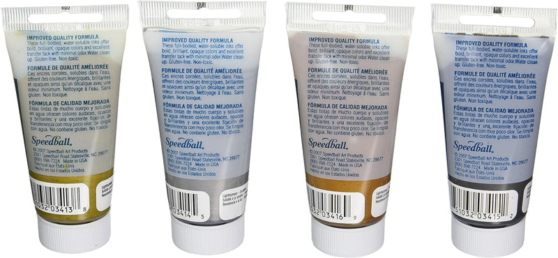 Speedball Water - Soluble Block Printing Ink Starter Set Of 4, 1.25oz - Guiry's