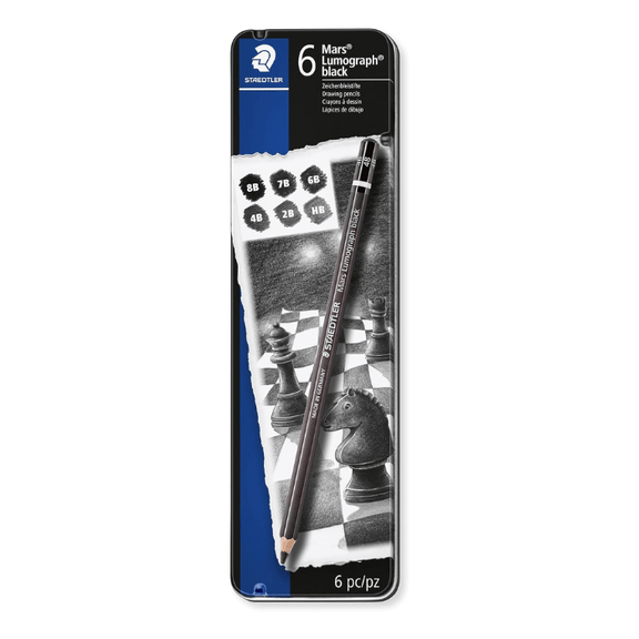 Staedtler Mars Lumograph Black - Tin of 6 - Guiry's
