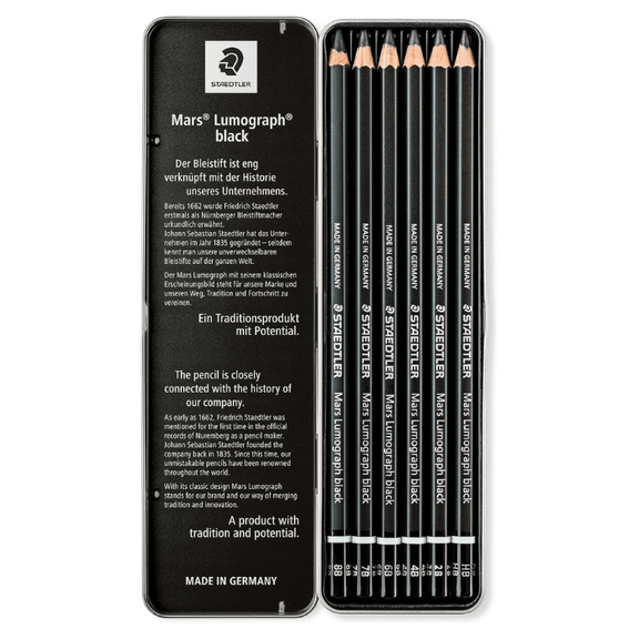 Staedtler Mars Lumograph Black - Tin of 6 - Guiry's