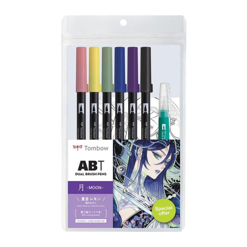 Tombow Dual Brush Pen Art Markers, Manga Illustration, Moon 6 - Pack - Guiry's