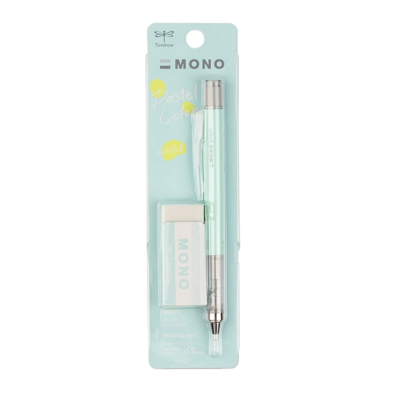 Tombow MONO Graph Mechanical Pencil + Eraser Set, Mint Green - Guiry's