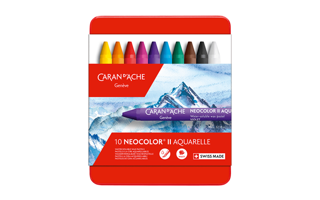 Caran d'Ache NEOCOLOR II Water-Soluble Pastels, 10 Colors