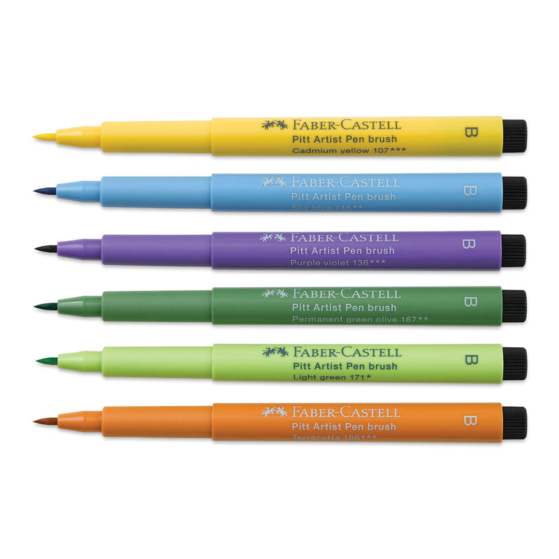 Faber-Castell Pitt Artist Pen Brush Pastel Set, 6 Count