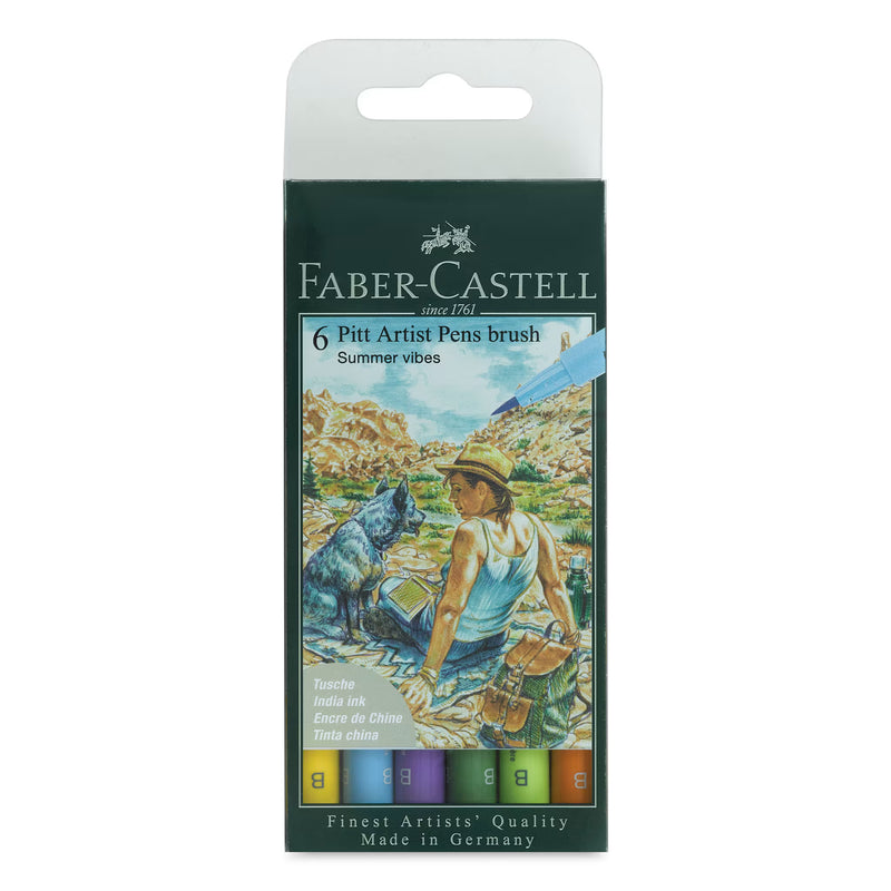 Faber-Castell Pitt Artist Pen Brush Pastel Set, 6 Count