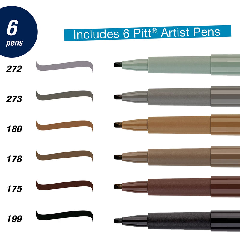 Faber-Castell Pitt Artist Pen Calligraphy Art Set, 6 Pack
