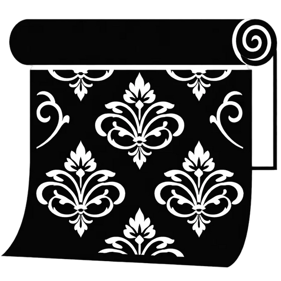Black icon of a Floral wallpaper roll