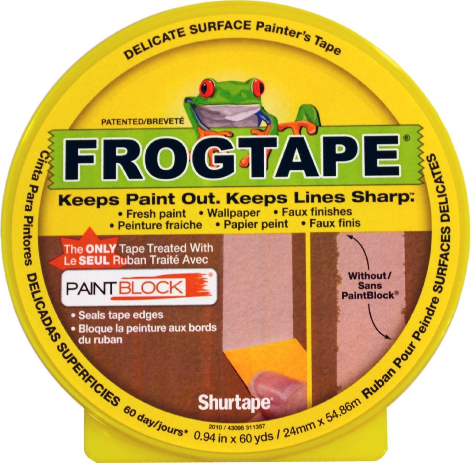 1" FrogTape Yellow Delicate Surface