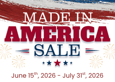 Guiry's Made In America Art Supplies Sale Banner with a graphic of red, white and blue paint smeared across the banner. 