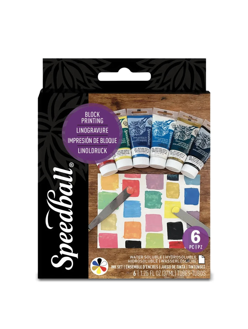 Speedball Water-Soluble Block Printing Ink Starter Set 37cc 6ct