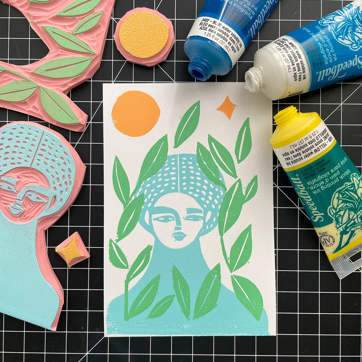 Speedball Water-Soluble Block Printing Ink Starter Set 37cc 6ct