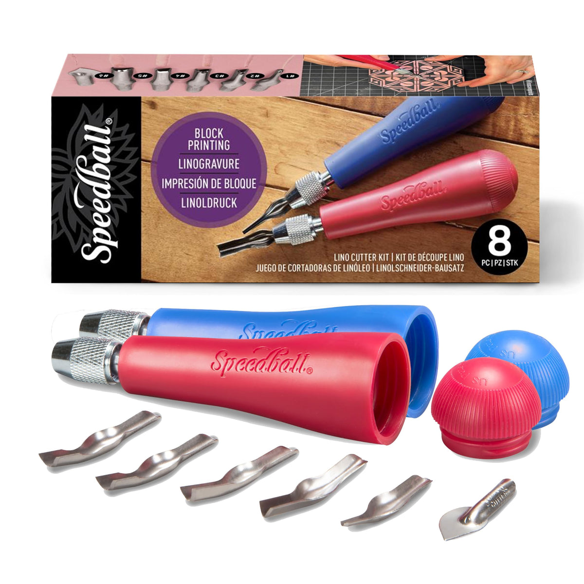 Speedball Linoleum Cutter Assortment #2, 8 Piece