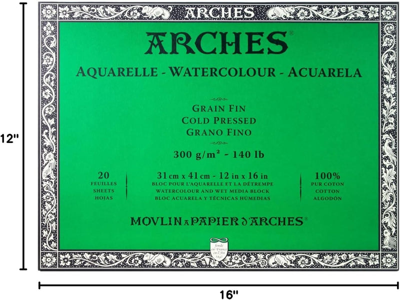 Arches Watercolor Block 12x16 140 CP - Guiry's