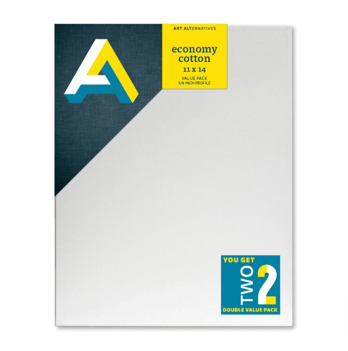 Art Alternatives Economy Cotton Stretched Canvas, 11" x 14", 2/Pkg. - Guiry's