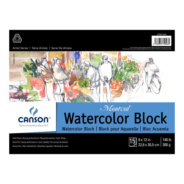 Canson Artist Series Montval Watercolor Block, 9" x 12", 15 Sheets - Guiry's