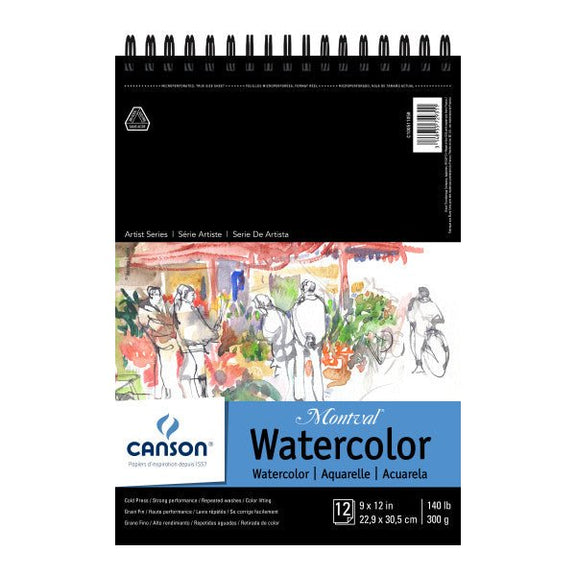Canson Artist Series Montval Watercolor Pad, Spiral - Bound, 9" x 12", 12 Sheets - Guiry's