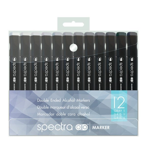Chartpak Spectra AD Marker Set, 12 - Colors, Cool Gray - Guiry's