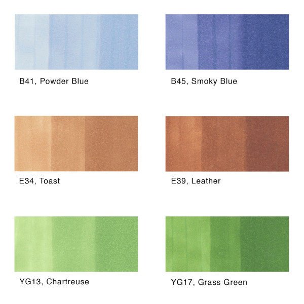 Copic Sketch Marker Set, 6 - Colors, Earth Essentials - Guiry's