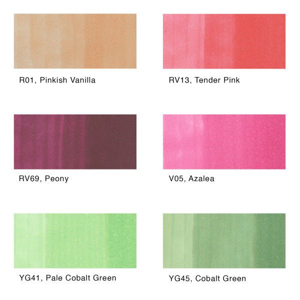 Copic Sketch Marker Set, 6 - Colors, Floral Favorites 1 - Guiry's