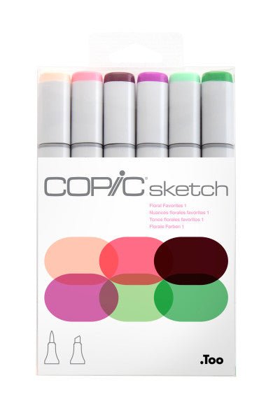 Copic Sketch Marker Set, 6 - Colors, Floral Favorites 1 - Guiry's