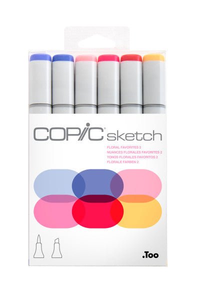 Copic Sketch Marker Set, 6 - Colors, Floral Favorites 2 - Guiry's