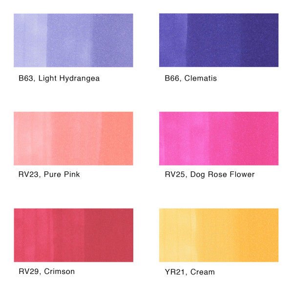 Copic Sketch Marker Set, 6 - Colors, Floral Favorites 2 - Guiry's