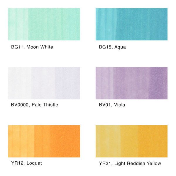 Copic Sketch Marker Set, 6 - Colors, Pale Pastels - Guiry's