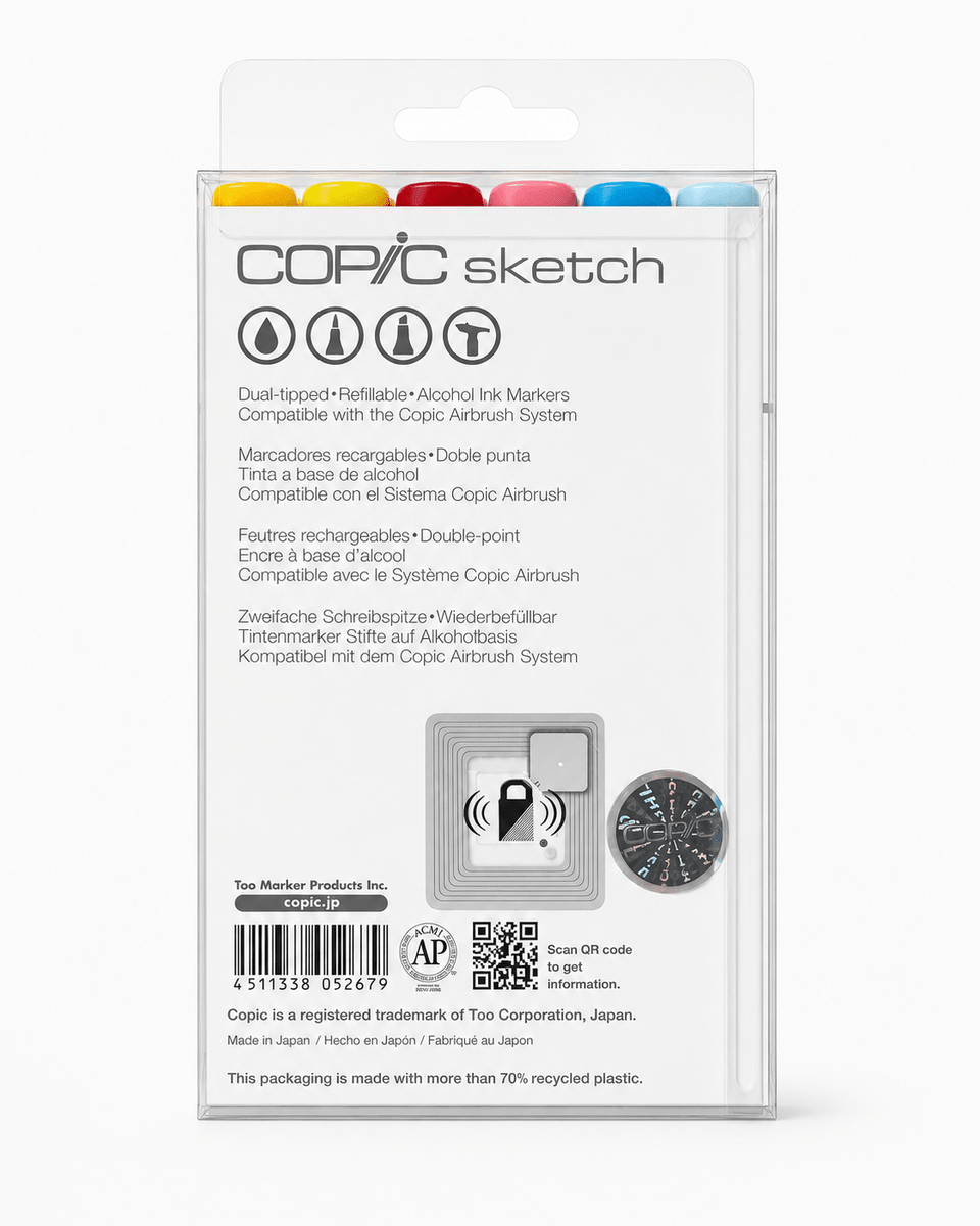 Copic Sketch Marker Set, 6-Colors, Perfect Primaries - Guiry's