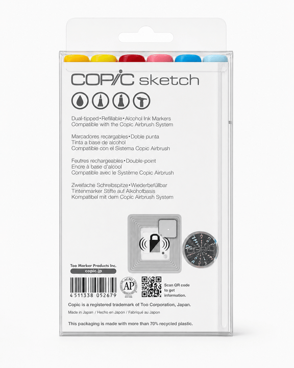 Copic Sketch Marker Set, 6-Colors, Perfect Primaries - Guiry's