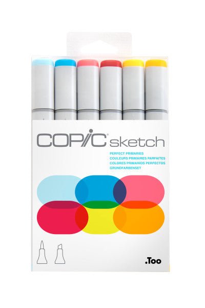 Copic Sketch Marker Set, 6 - Colors, Perfect Primaries - Guiry's