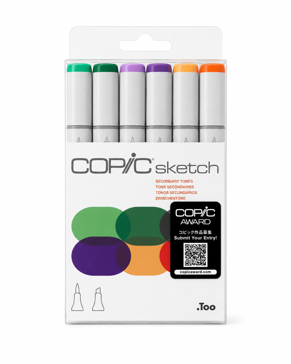 Copic Sketch Marker Set, 6-Colors, Secondary Tones - Guiry's