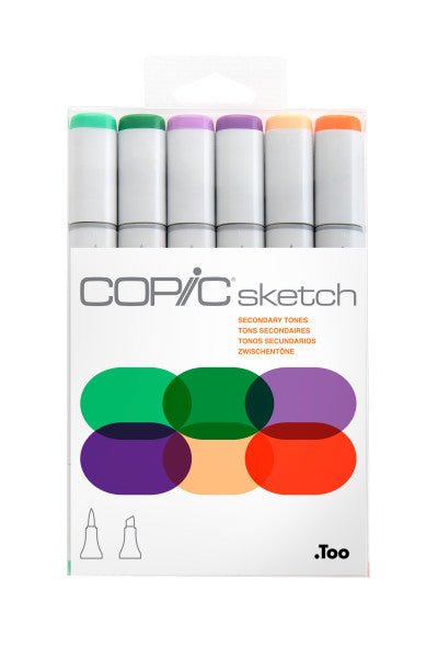 Copic Sketch Marker Set, 6 - Colors, Secondary Tones - Guiry's