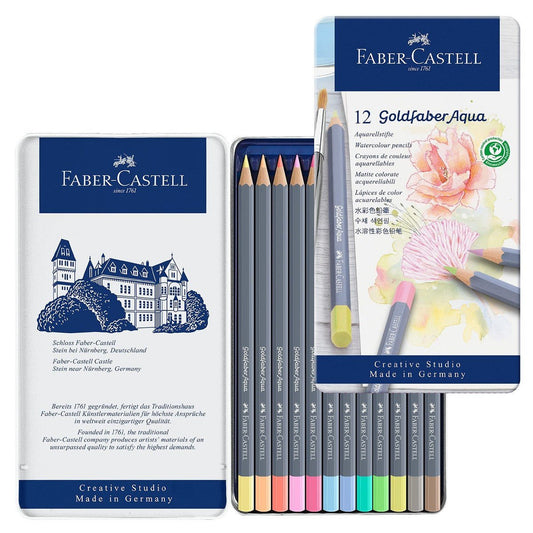 Faber-Castell Goldfaber Aqua Watercolor Pencils, Pastel Colors, 12 Count - Guiry's