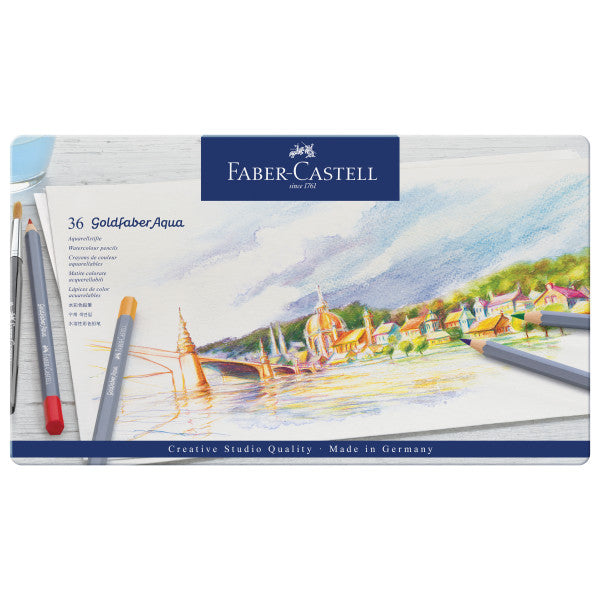Faber-Castell Goldfaber Aqua Watercolor Pencil Tin Set, 36-Colors