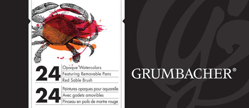 Grumbacher Transparent Watercolor Pan Set, 12 Colors with Brush and Mixing Lid - Guiry's