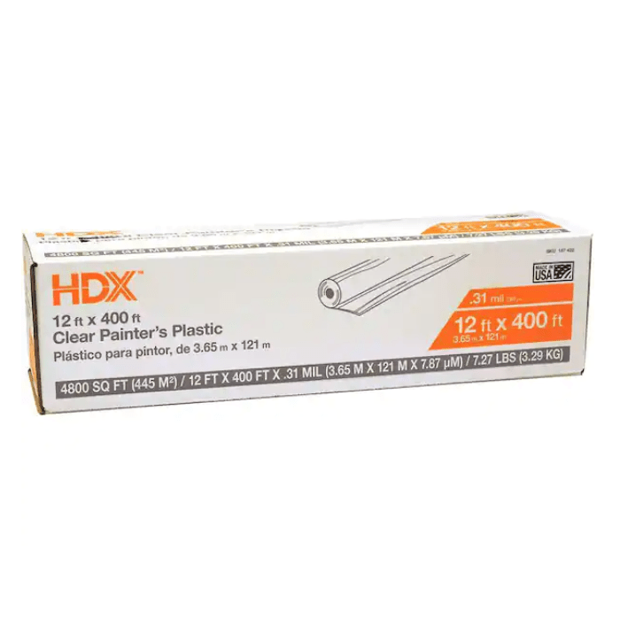 HDX 12 ft. W x 400 ft. L 0.31 mil High Density Painters Plastic - Guiry's
