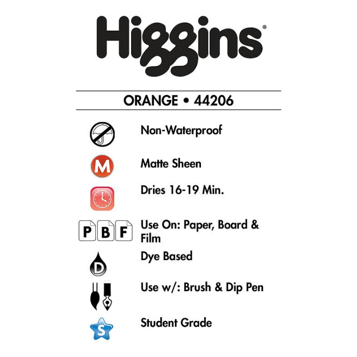 Higgins Orange Ink - 1oz - Guiry's