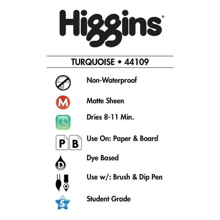 Higgins Turquoise Ink - 1oz - Guiry's