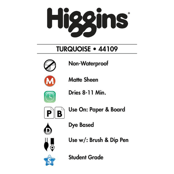 Higgins Turquoise Ink - 1oz - Guiry's