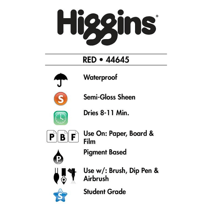 Higgins Waterproof Red Ink - 1oz - Guiry's