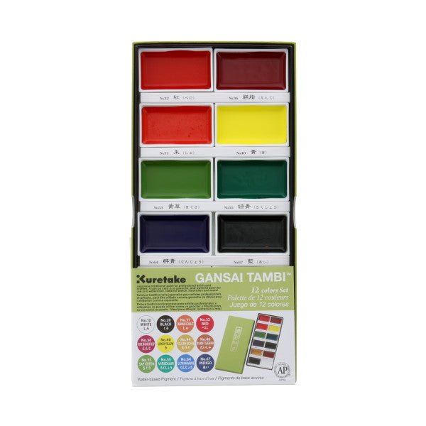 Kuretake Zig Gansai Tambi Watercolor Set, 12 - Colors, Set 1 - Guiry's