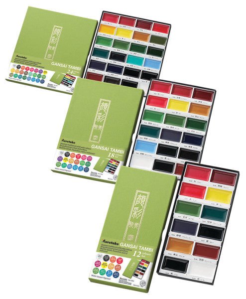 Kuretake Zig Gansai Tambi Watercolor Set, 12 - Colors, Set 1 - Guiry's