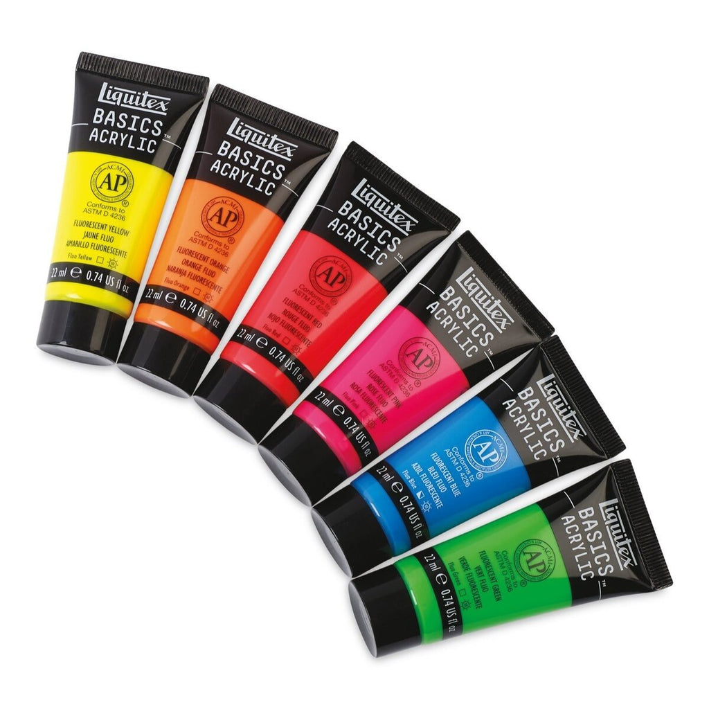 Rayher Set Colori Acrilici Neon 6x60ml - Pittura Fluorescente Per Arti Creative, Tela, Legno, MDF - Multicolore