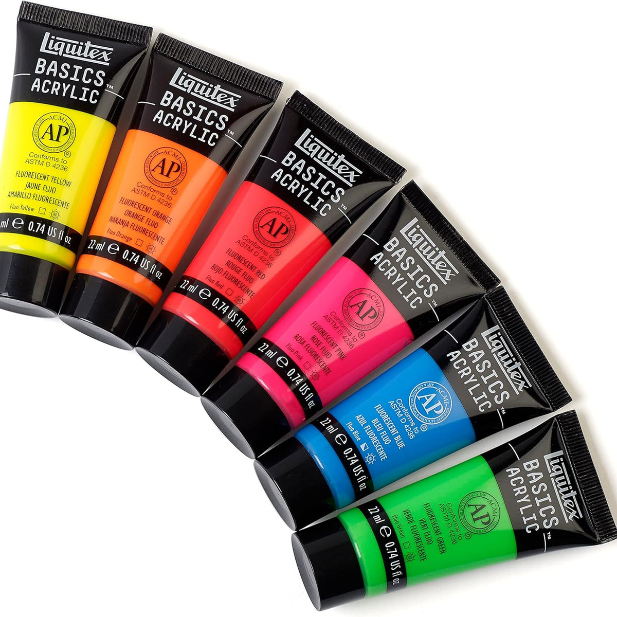 Liquitex BASICS Acrylic Paint Set of 6, Fluorescent - Guiry's