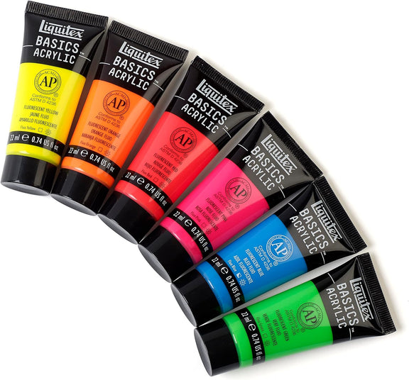 Liquitex BASICS Acrylic Paint Set of 6, Fluorescent - Guiry's