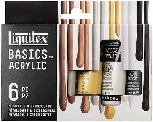 Liquitex Basics Metallics & Iridescents Acrylic Paint Set - Guiry's