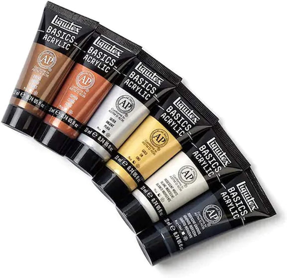 Liquitex Basics Metallics & Iridescents Acrylic Paint Set - Guiry's